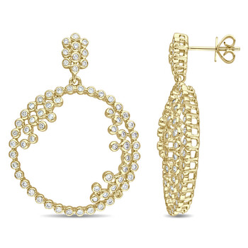 Amour 14K Yellow Gold 1 1/3 Ct Tdw Diamond Drop Earrings 5 amour 14k yellow gold 1 1 3 ct tdw diamond drop earrings jms007321