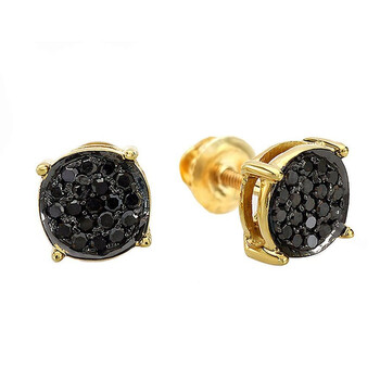 Khuyên tai Dazzling Rock 0.25 Carat (Ctw) 18K Gold Plated Sterling Silver Round Black Diamond Ladies Stud Earrings 1/4 Ct chính hãng