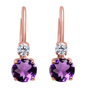 Khuyên tai Maulijewels 1.80 Carats Gemstone With Natural Diamond Leverback Earrings For Women Crafted 14K Rose Gold Wedding Jewelry Collection chính hãng