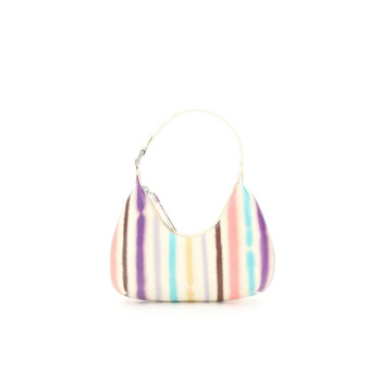 Mua túi By Far Ivory Nữ Baby Amber Striped Leather Hobo Bag sale