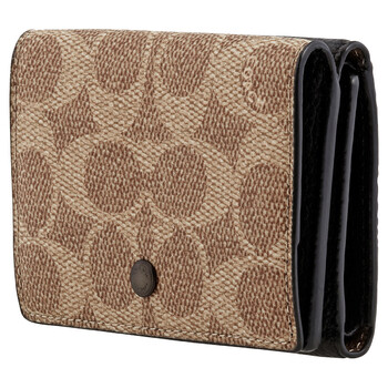 Mua túi Coach Black/Khaki Trifold Origami Coin Wallet sale