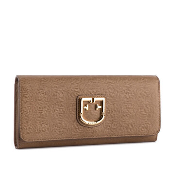 Mua túi Furla Belvedere XL Bifold Leather Wallet In Caramello sale