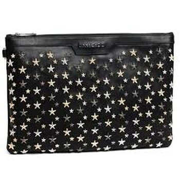 Mua túi Jimmy Choo Nam Leather Clutch bag Biker Black/Silver Derek Stars sale