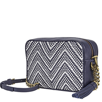 Mua túi Michael Kors Ginny Medium Woven Leather Crossbody- ADMIRAL/OPWT sale