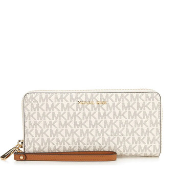 Mua túi Michael Kors Signature Logo Print Canvas Continental Travel Wallet - Vanilla sale