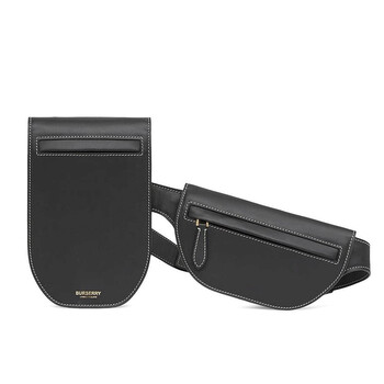 Mua túi Burberry Black Olympia Double Belt Bag With Decorative Stitching sale