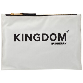 Mua túi Burberry Medium Kingdom Print Cotton Pouch In Chalk White sale
