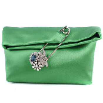 Mua túi Burberry Vibrant Green Ladies Crystal Embellsihed Pin Clutch sale