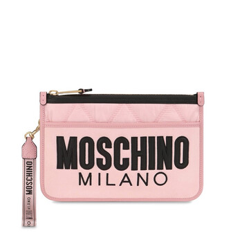 Mua túi Moschino Logo Quilted Clutch - Pink sale