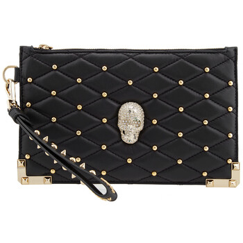 Mua túi Philipp Plein Ladies Black Quilted Leather Skull Studded Clutch sale