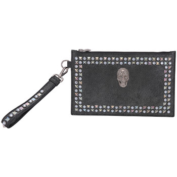 Mua túi Philipp Plein Ladies Crystal Studs Black Nappa Clutch sale