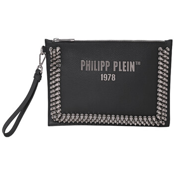 Mua túi Philipp Plein Minaudiere Elk Print Leather Studded Clutch Bag sale