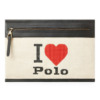 Mua túi Polo Ralph Lauren Leather-trimmed Canvas Zip Pouch sale