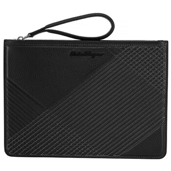 Mua túi Salvatore Ferragamo Black Firenze Leather Clutch Bag sale