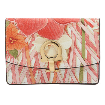 Mua túi Salvatore Ferragamo Foulard Print Gancini Business Card Holder sale