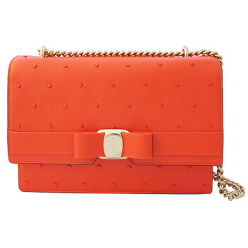 Mua túi Salvatore Ferragamo Orange Vara Bow Medium Leather Shoulder Bag sale