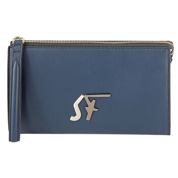 Mua túi Salvatore Ferragamo Signature Logo Travel Document Holder In Blue sale