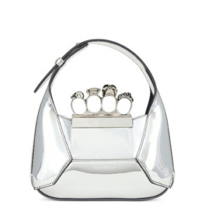 Túi Xách Hobo Mini Bạc Đính Đá Alexander Mcqueen