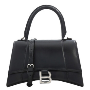 Túi xách tay da đen Balenciaga Small Hourglass Box