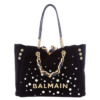 Túi xách Balmain đen 1945 trang trí đá rhinestone