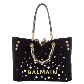 Túi xách Balmain đen 1945 trang trí đá rhinestone