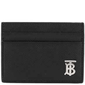 Ví da thẻ Burberry đen có logo TB bằng da grainy cao cấp