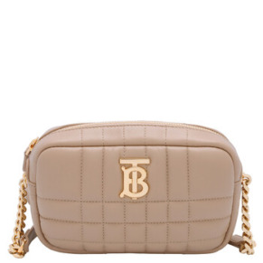 Túi đeo chéo nữ Burberry Lola chất liệu vải dù màu be yến mạch