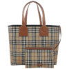Túi Tote Canvas Cotton Kiểm Tra Lớn Burberry Màu Nâu Briar/Đen