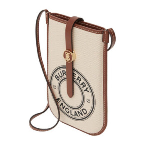 Burberry Natural / Tan Anne Logo Canvas And Leather Crossbody Phone Case