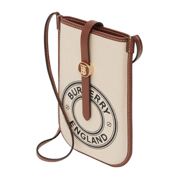 Burberry Natural / Tan Anne Logo Canvas And Leather Crossbody Phone Case