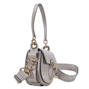 Chloe Tess Small Shiny & Suede Calfskin Crossbody Bag- Motty Grey