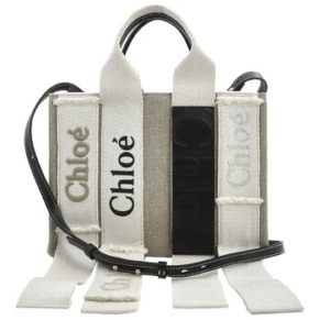 Túi Tote Nhỏ Logo Chloe Sand Linen Woody Chính Hãng