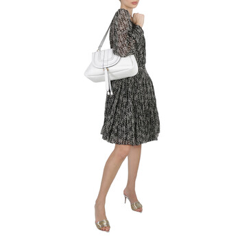 Chloe White Calfskin Marcie Clutch With Strap