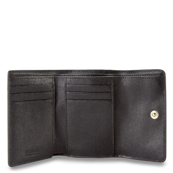 Furla Ladies Tri-fold Babylon Leather Wallet In Onyx