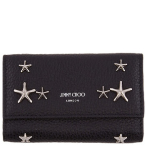 Ví đựng chìa khóa da đen Jimmy Choo Neptune có họa tiết sao nổi bật