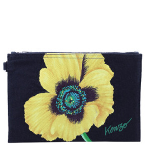 Túi xách cầm tay lớn Kenzo màu xanh navy họa tiết hoa poppy in ấn