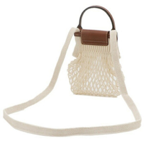 Longchamp Filet Mesh Le Pliage XS Bag In Ecru
