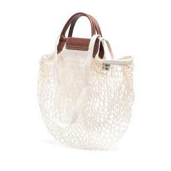 Longchamp Le Pliage L Filet Mesh Shoulder Bag In Ecru