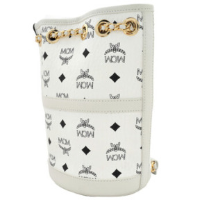 Mcm Ladies Baren Chain Backpack In Visetos - White