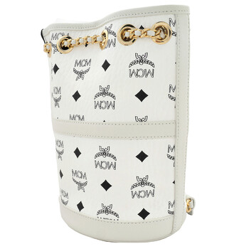 Mcm Ladies Baren Chain Backpack In Visetos - White
