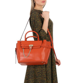 Michael Kors Deep Orange Large Hamilton Legacy Belted Satchel