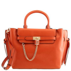 Túi xách da Michael Kors Hamilton Legacy lớn màu cam đậm có thắt lưng