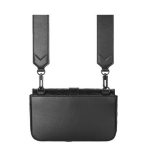 Montblanc Black Leather M Print Ultrablack Crossover Clutch