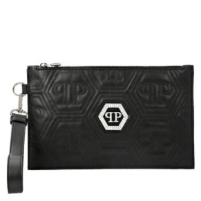 Túi Clutch Crystal Philipp Plein Hình Lục Giác Màu Đen