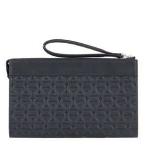 Ferragamo Salvatore Ferragamo Black Embossed Gancini Document Holder
