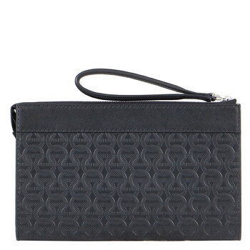 Ferragamo Salvatore Ferragamo Black Embossed Gancini Document Holder