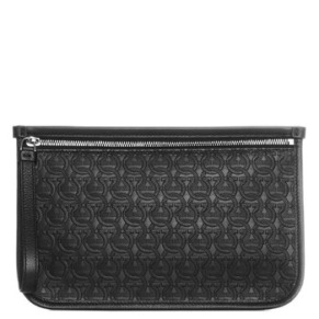 Túi Clutch Da Đen Gancini Được Dập Nổi Chính Hãng Ferragamo