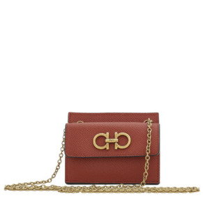 Ví da đựng thẻ compact Ferragamo Salvatore Ferragamo Gancini có dây đeo