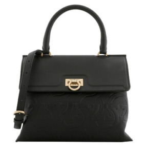 Túi xách tay nữ Ferragamo Salvatore Ferragamo màu đen Trifolio nhỏ