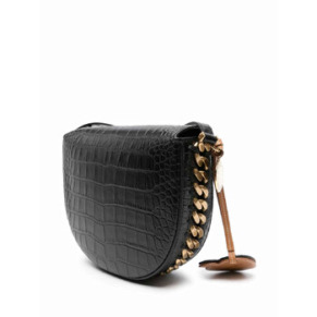 Stella Mccartney Ladies Black Medium Frayme Embossed-Crocodile Shoulder Bag